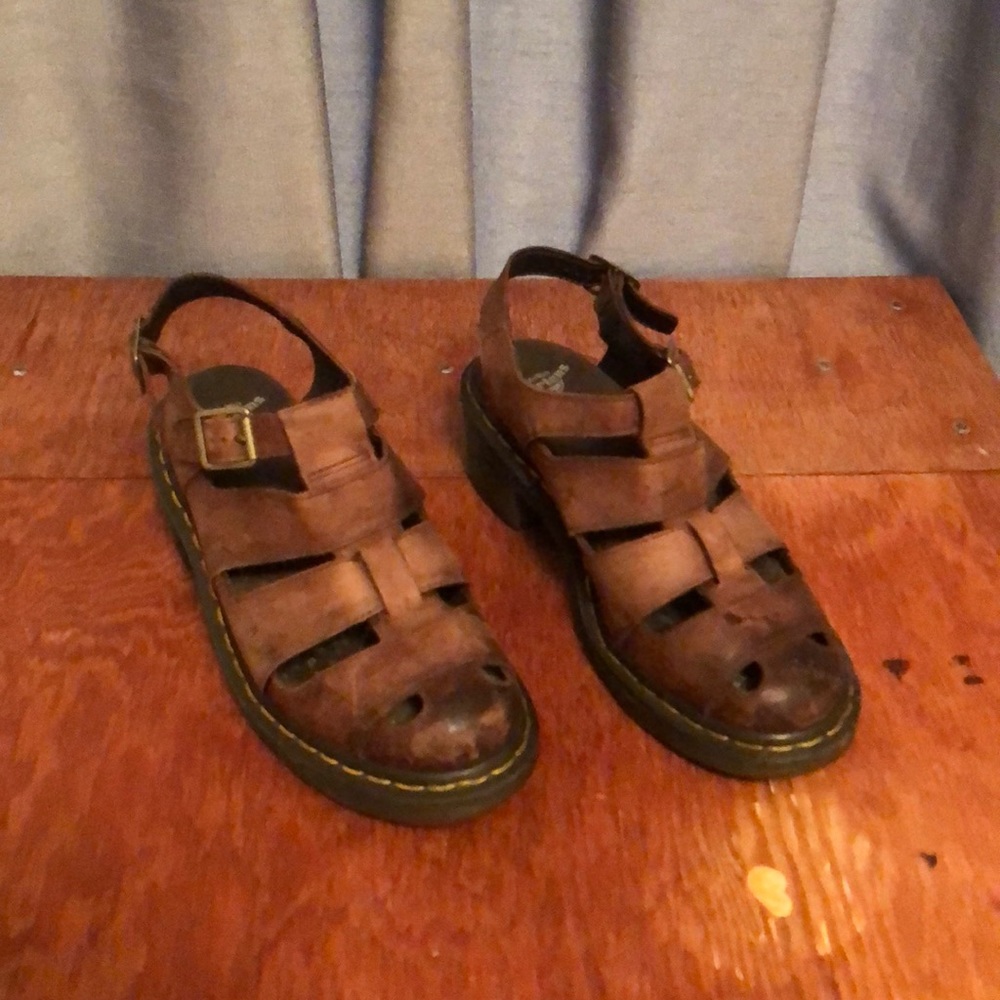 Dr. Martens Brown Leather Buckle Sandals Size 9